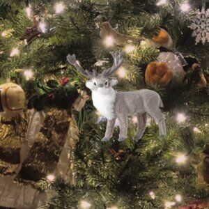 Faux Fur Reindeer Ornament, Gray, NWT